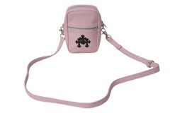 新品同様 CHROME HEARTS クロムハーツ TAKA MINI ショルダーバッグ セメタリー クロスパッチ レザー ピンク 中古 4b002041