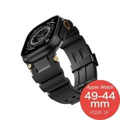 【Apple Watch Series 11/10・Ultra 3・SE 3・49mm/46mm/45mm/44mm】バンド アップルウォッチ ベルト シリコン ステンレス スポーツ 防水 おしゃれ ウルトラ 高級 メンズ（ブラック/ブラック）❶