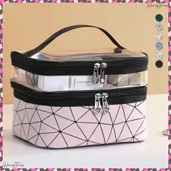 送料無料 メイクポーチ 大容量 持ち運び収納バッグ ２層構造 化粧ポーチ 小物入れ 旅行お泊りポーチ ブラシポケット付きバニティポーチ 小物入れ トラベルポーチ 持ち手付き 透明メイクボックス 化粧道具ミニポーチ 整理整頓グッズ軽量