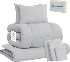 Housecover 布団セット ダブル 9点セット SEK認証 抗菌 防臭 防カビ 洗える ふとんセット 来客用 【ボリューム増量 中綿2.0kg 掛布団】 枕 布団カバー4点 収納ケース付き 組布団 寝具セット ホコリが出にくい ピーチスキン加工