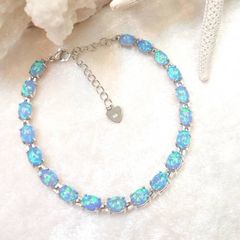 [新品・人気]silver925‼️ブルーオパール一連ブレスレット♫
