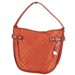 美品 ハンティングワールド HUNTING WORLD バッグ ハンドバッグ トートバッグ 総柄 キャンバス カバン 鞄 レディース オレンジ