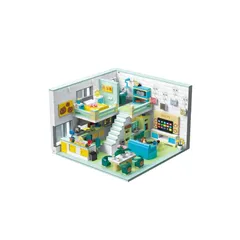 【在庫限り】Hallisun ブロックセット 建物 組み立て くま 熊さんの部屋模型 立体パズル おもちゃ ミニチュアハウス ミニサイズ レンガブリック 大人 子供 向け 男の子女の子８歳+ クリスマス 入学 お祝い こどもの日 誕生日 プレゼント ギフト 贈