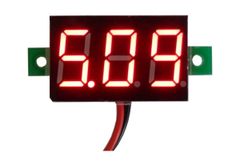 小型デジタル直流電圧計 赤【簡単2線式/埋め込み型/V20D-2P】