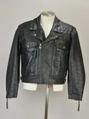 ハーレーダビッドソン Harley-Davidson ライダース ジャケット AN AMERICAN LEGEND Sサイズ 黒 メンズ u_s h_d F-NEW243のサムネイル