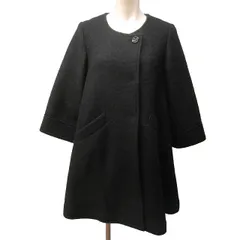 アーバンリサーチ URBAN RESEARCH タグ付き MAPEL ノーカラー フレアー COAT コート ジャケット ウール混 黒 ブラック ONE SIZE 1028 のサムネイル