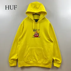 HUF SEE YOU IN HELL P/O HOODIE L BLAZING YELLOW ハフ スウェット パーカー イエロー プルオーバー 刺繍  センターロゴ ストリート スケーター