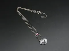 ディズニー ミッキー SV925 ラインストーン 2連 ネックレス ペンダント アクセサリー レディース シルバー系×ピンク系 DI6489