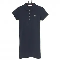 マンシングウェア 半袖ポロワンピース ネイビー ロゴ白  レディース M ゴルフウェア Munsingwear