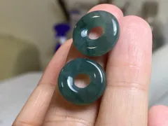 RS9-109 氷灰藍 玉壁 平安守り 天然ドグアテマラ産 A貨 本翡翠 ルース ネックレス