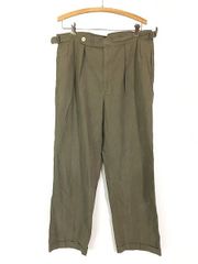 古着 90s MISTER GUY ロング フラップ サイド アジャスター コットンサテン タック パンツ ストレート W35-37 L30 