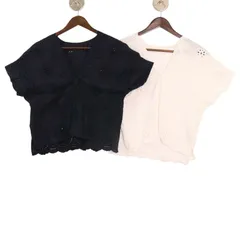 2枚セット★ VIS ビス 春夏 パンチングレース★ フレンチスリーブ 半袖 Vネック ブラウス トップス Sz.F レディース