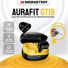 MONSTER AURA FIT GT19 イヤホン ハーフインイヤー セミインナーイヤー ノイズキャンセリング 軽量 Bluetooth5.4 ヘッドフォン IPX5 ワイヤレス スポーツ マイク