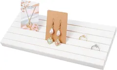 PH PandaHall ジュエリー収納 木製ディスプレイスタンド 組み立て式 アクセサリースタンド カード展示 収納ラック 首飾り 指輪 イヤリングホルダー ブレスレット ショップ陳列に最適 30x12x2cm 白(白色)