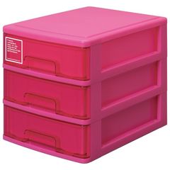 サンコープラスチック 小物収納3段 シルキー 幅25.2×奥35×高28cm ピンク 0
