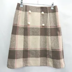 ◇ ⊇ ◎●未使用● Couture brooch チェック柄 パール装飾 膝上丈 タイト スカート サイズM ブラウン系 レディース E  【1501160013149】