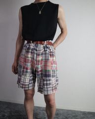 90s ラルフローレン Polo by Ralph Lauren インド綿 マドラスチェック パッチワーク ハーフパンツ W40