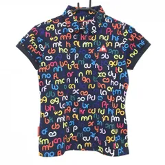 【超美品】ルコックゴルフ 半袖ポロシャツ ネイビー×マルチカラー 総柄 レディース M ゴルフウェア le coq sportif