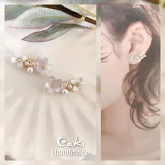 お花✿*: (濃淡有り)ピアスorイヤリング♪ハンドメイド