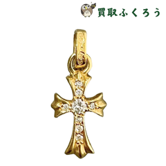 クロムハーツ　CHROMEHEARTS　22K BBYFAT　DMND　ベビーファット　クロス トップ パヴェダイヤ　インボイス原本付き　ダイヤモンド　イエローゴールド