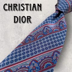 Christian Dior ディオール ストライプ柄 アート柄 ネクタイ ブルー
