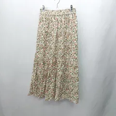 ◇ ◎ ●未使用● UNIQLO PAUL＆JOE 総花柄 ロング丈 フレア スカート サイズM グリーン ホワイト レディース E  【1405140035513】