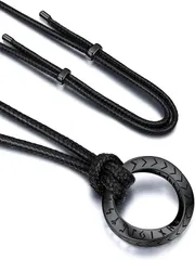 【在庫処分】[FaithHeart]ネックレス メンズ グラスホルダー ネックレス サージカルステンレス 金属アレルギー対応 リングペンダント 革紐 人気 アクセサリー 男性