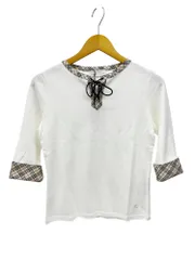 BURBERRY LONDON (バーバリーロンドン) 日本製 レースアップ カットソー L/S 七分丈 ワンポイント刺繡 ノバチェック BP277-795-02 160A ホワイト レディース キッズ/028
