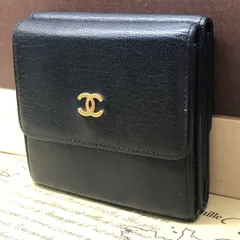 シャネル 3つ折り 財布 ココマーク キャビアスキン 黒 FT404