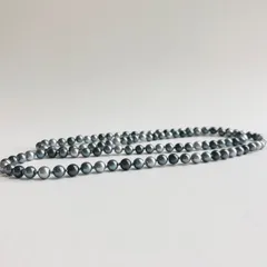 ガラスパールマルチカラーオールノットオペラネックレス/エンドレス加工/6mm約80cm/グレーmix/日本製