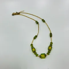 A【ヴィンテージ】ヴェネチアン ムラーノガラス ネックレス ベネチアングラス イタリア製 緑 グリーン ベネチアンガラス レディースMURANO GLASS