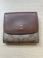 COACH（コーチ）ブラウン　シグネチャー　レザー　三つ折り財布