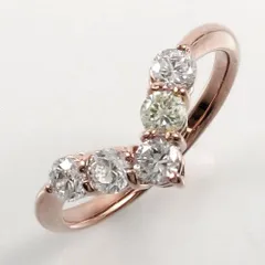 ダイヤ エタニティ リング レディース ダイヤモンド 指輪 ハーフエタニティ V字 豪華 ゴールド k18 18k 18金 0.5カラット