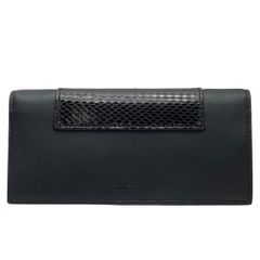 【美品】GUCCI グッチ 386836 長財布 財布 ロングウォレット 二つ折り財布 折財布 札入れ ロゴ パイソン レザー ブラック