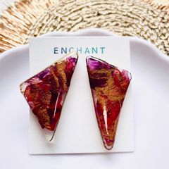 現代アート ピアス ポストタイプ 赤 ハンドメイド