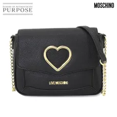 未使用 展示品 モスキーノ MOSCHINO チェーン ショルダー バッグ PU ブラック JC4320PP0DKP100A ハート ゴールド 金具 90259454