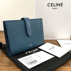 極美品 CELINE ストラップウォレット ブルー 213-