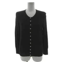 ザラ ZARA カーディガン ニット 丸首 長袖 金ボタン ブラック 黒 ゴールド M