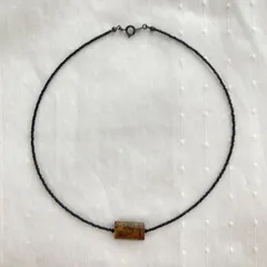 天然石タイガーアイとビーズのネックレス ブラック