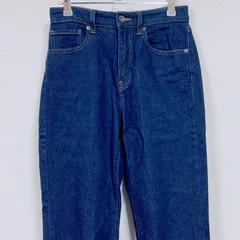 【極美品】UNIQLO ユニクロ インディゴブルー 無地 レディース Ｓ相当 ボトムス ストレッチ ジーンズ Gパン ストレート デニムジーンズ KH-V-241038
