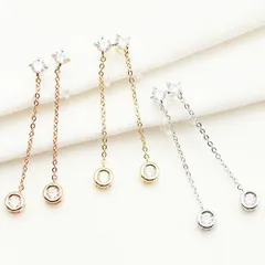 イヤリング レディース ノンホールピアス 樹脂オメガ ノンアレルギー 2粒 チェーンフリンジ ストーン 繊細 デイリー メール便 送料無料 秋冬 大人気