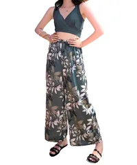 [Four leaf] 水着 レディース 体型カバー 露出少なめ ビキニ かわいい タンキニ ロングパンツ セパレート (L) [グリーン] [L]