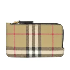 美品 バーバリー フラグメントケース ノバチェック アーカイブベージュ PVC/レザー ベージュ ブラック カードケース 1212 BURBERRY