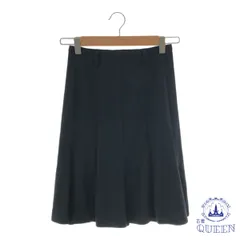 ☆美品☆ スカート フレア チャック付き シンプル ひざ丈 プリーツ レディース ブラック 61-89 901-9675 送料無料 古着