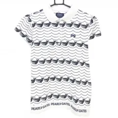 パーリーゲイツ 半袖ポロシャツ 白×黒 クジラ柄 レディース 1(M) ゴルフウェア PEARLY GATES