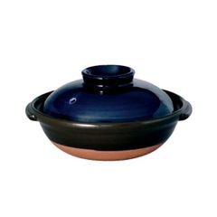 瑠璃釉刷毛目 京型６号鍋 和食器 Lapis glaze brush grain Kyoto type 6 pot Japanese tableware Lapis glaze brush grain