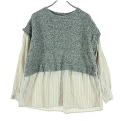 BEAMS DESIGN ビームスデザイン ストライプ柄 長袖 シャツ M グレー系 ニット レディース 古着