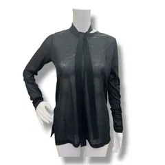 参考上代23100円 未使用品 PHEENY 25SS Cotton nylon sheer L/S with tie ネクタイ付き コットンナイロンシアーロングスリーブシャツ 長袖カットソー フィーニー PS25-CS07 ブラック F 658A1のサムネイル