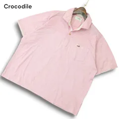 Crocodile クロコダイル 春夏 ワニ刺繍★ 格子柄 切替 半袖 ポロシャツ Sz.2L メンズ 大きいサイズ 特大