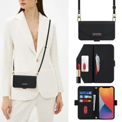 【特価セール】iphone12pro ケース 手帳型 ストラップ付き ケース ミラー カード収納 財布 鏡 スマホケース iphone ショルダー 12 クロスボディケース 肩がけ iphone12 耐衝撃 あいふぉん12ケース レザー 【Hamany】 カバ